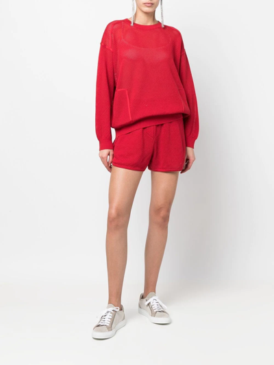 Shop Brunello Cucinelli Drawstring Knit Shorts In Rot
