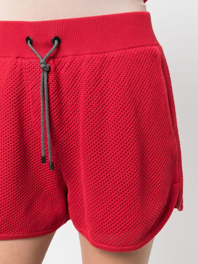 Shop Brunello Cucinelli Drawstring Knit Shorts In Rot