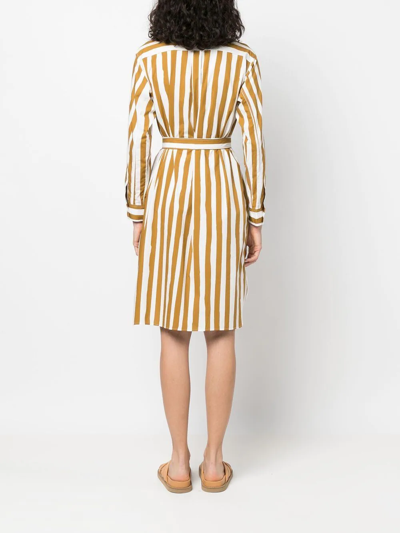 Shop Apc Stripe-print Shirt Dress In Gelb