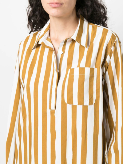Shop Apc Stripe-print Shirt Dress In Gelb