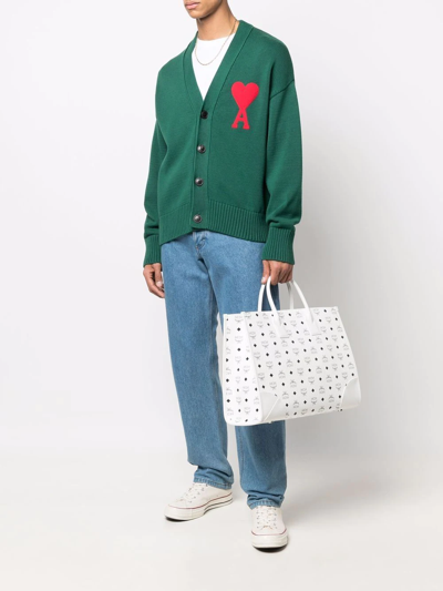 Mcm Munchen Large Monogram Tote Bag In White