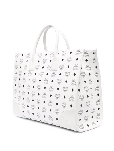 Mcm Munchen Large Monogram Tote Bag In White