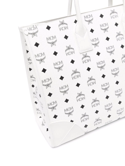 Mcm Munchen Large Monogram Tote Bag In White