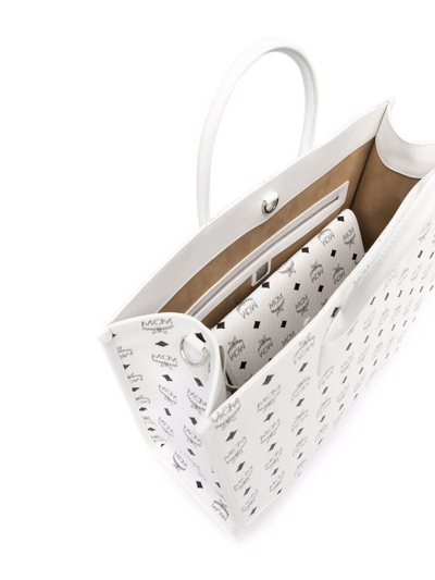 Mcm Munchen Large Monogram Tote Bag In White