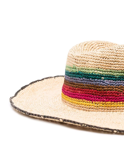 Paul Smith Wide Brim Straw Crochet Hat In Multi