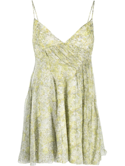 Shop Giovanni Bedin Floral-print Silk Dress In Gelb