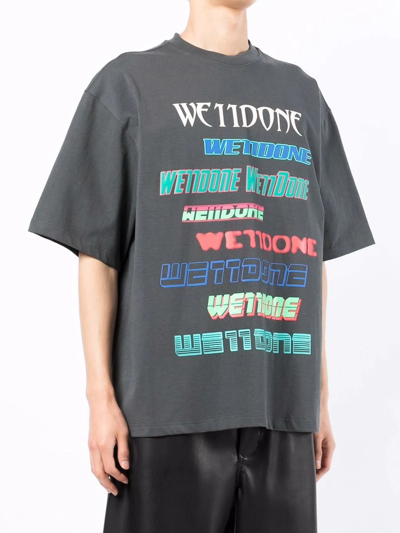 We11 Done Oversize Logo-print T-shirt In Grau