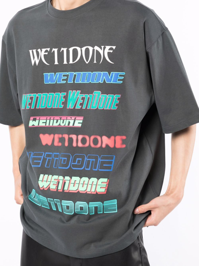 We11 Done Oversize Logo-print T-shirt In Grau
