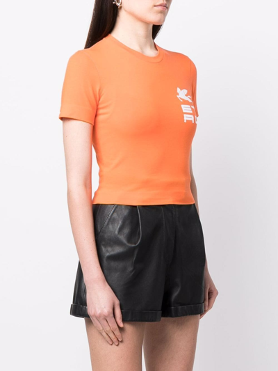 Shop Etro Logo-print T-shirt In Orange