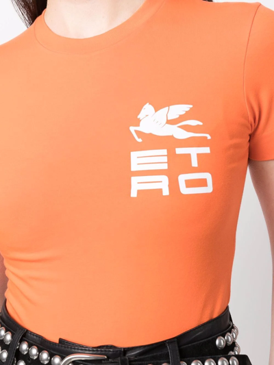 Shop Etro Logo-print T-shirt In Orange