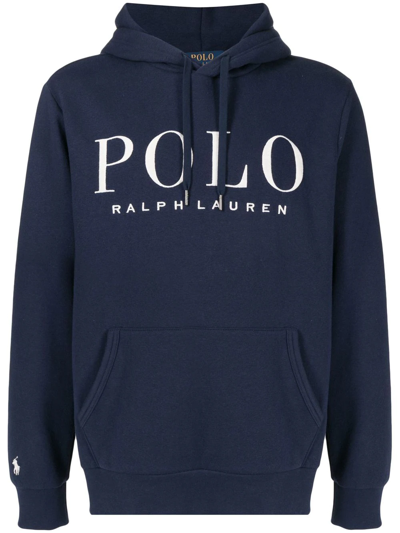 Polo Ralph Lauren Logo-print Drawstring Hoodie In Blau