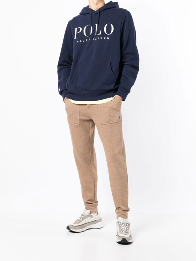 Polo Ralph Lauren Logo-print Drawstring Hoodie In Blau