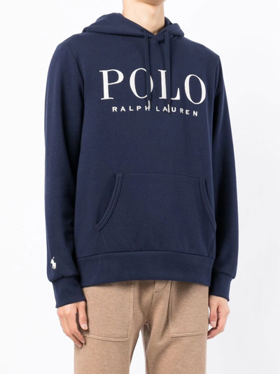 Polo Ralph Lauren Logo-print Drawstring Hoodie In Blau