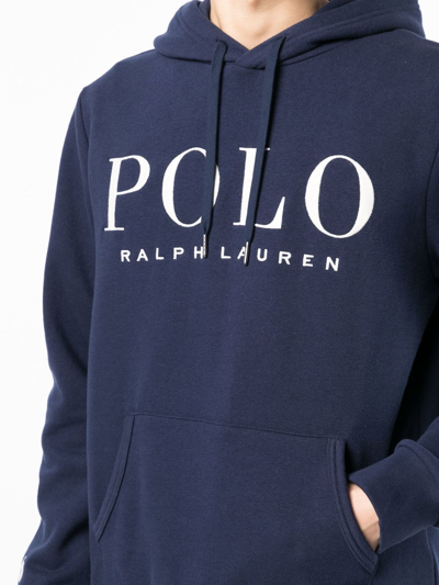 Shop Polo Ralph Lauren Logo-print Drawstring Hoodie In Blau