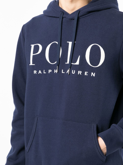 Polo Ralph Lauren Logo-print Drawstring Hoodie In Blau