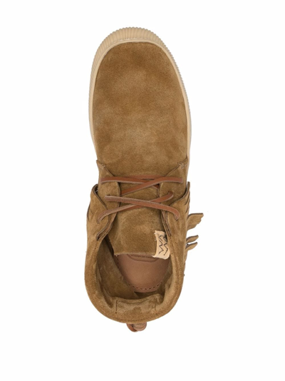 Shop Visvim Fringed Suede Desert Boots In Braun
