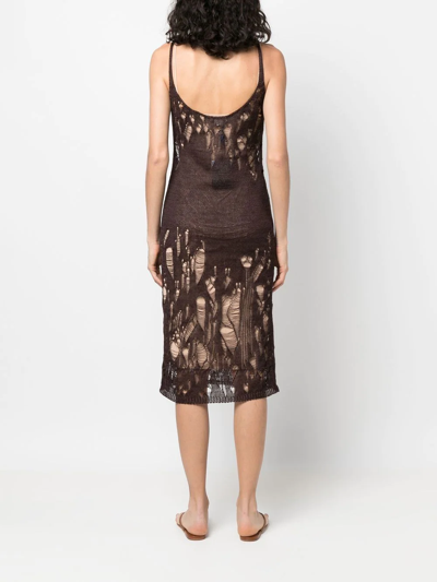 Shop Paloma Wool Distressed-effect Knitted Dress In Braun