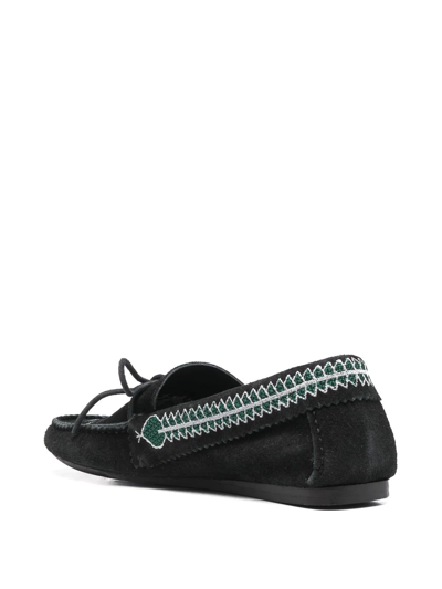 Isabel Marant Freen Embroidered Suede Moccasin Loafers In Schwarz