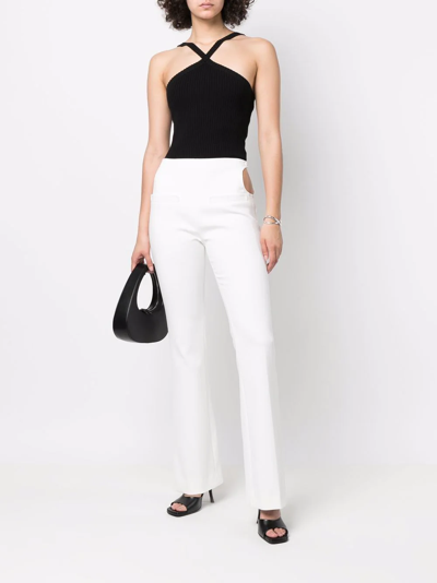 Shop Courrèges Cut-out Tailored Flared Trousers In Weiss