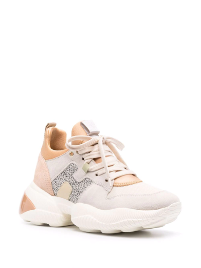 Hogan Logo Leather Trainers In Nude