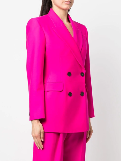 Shop Alexander Mcqueen Fitted Double-breasted Blazer In Rosa