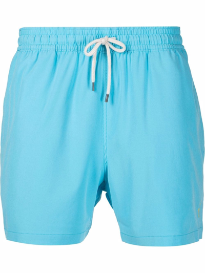 Shop Polo Ralph Lauren Rear Logo-patch Shorts In Blau