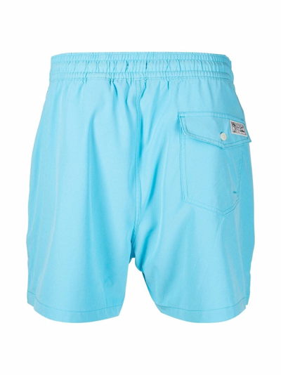 Shop Polo Ralph Lauren Rear Logo-patch Shorts In Blau