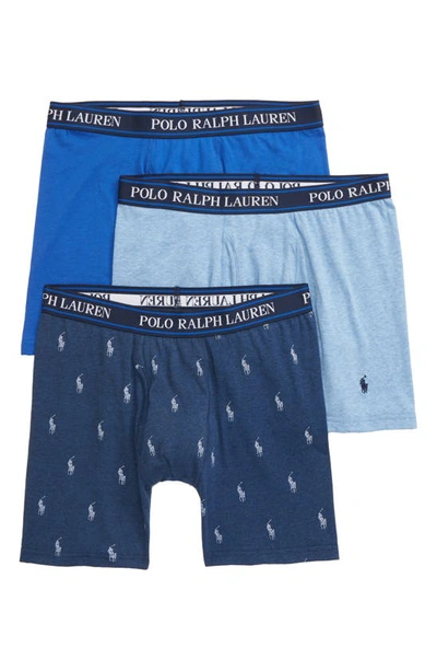 Shop Polo Ralph Lauren 3-pack Cotton Blend Boxer Briefs In Blue