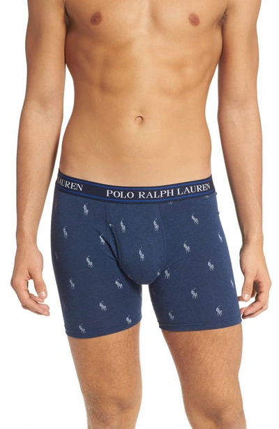 Shop Polo Ralph Lauren 3-pack Cotton Blend Boxer Briefs In Blue