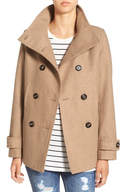 Thread & Supply Double Breasted Peacoat In Camel
