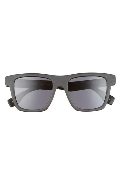 Shop Le Specs Grassy Knoll 52mm Square Sunglasses In Black Grass/ Smoke Mono