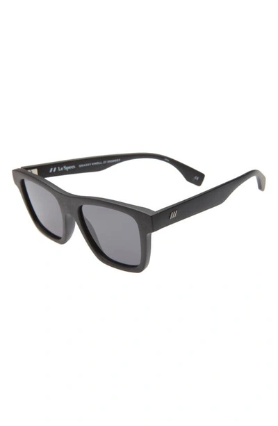 Shop Le Specs Grassy Knoll 52mm Square Sunglasses In Black Grass/ Smoke Mono