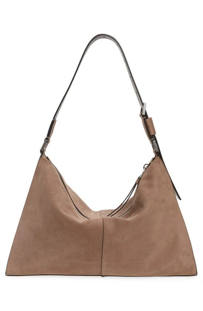 Shop Allsaints Edbury Leather Shoulder Bag In Mole