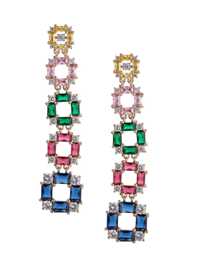 Shop Eye Candy La Women's Luxe Cubic Zirconia Drop Earrings In Brass