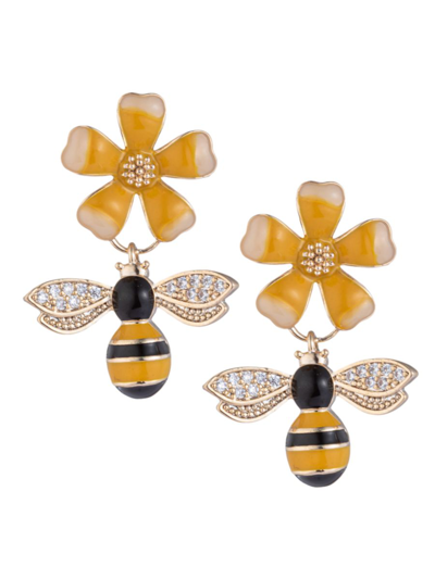 Eye Candy La Women's Luxe Devri Goldtone & Cubic Zirconia Bee Flower Statement Earrings In Brass