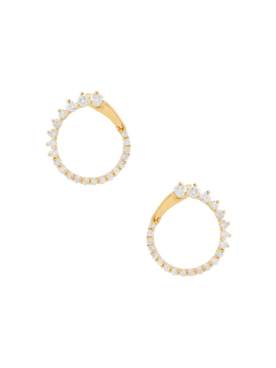 Shop Saks Fifth Avenue Women's 14k Yellow Gold & Diamond Hoop Earrings