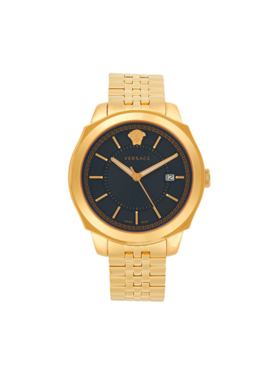 Shop Versace Men's 42mm Ip Gold Stainless Steel Bracelet Watch