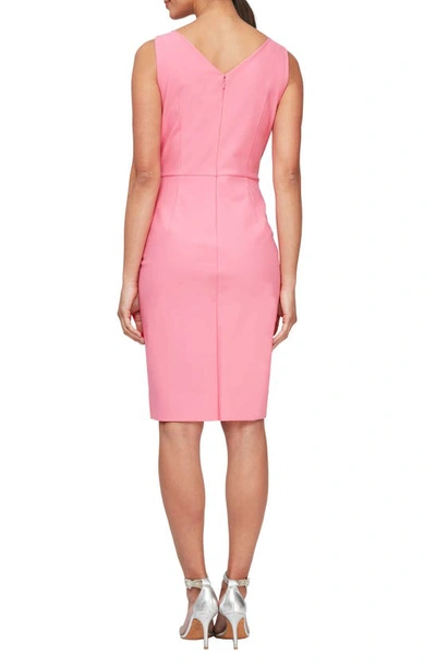 Alex Evenings Compression Embellished Ruched Sheath Dress In Guava