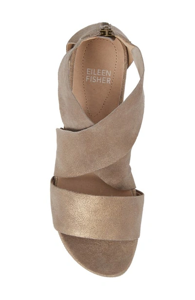 Shop Eileen Fisher Sport Platform Sandal In Gold Metallic Suede