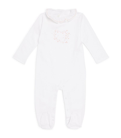 Shop Marie-chantal Heart-embroidered All-in-one (0-12 Months) In White