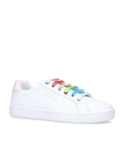 Shop Palm Angels Leather Rainbow Tennis Sneakers In White