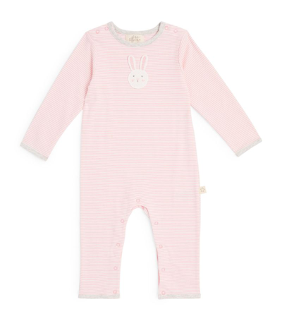 Shop Albetta Striped Bunny Playsuit (0-12 Months) In Pink