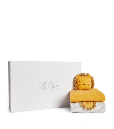 Shop Albetta Lion Playsuit And Cuddle Cloth Set (0-6 Months) In Grey
