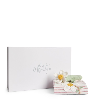 Shop Albetta Daisy Playsuit And Toy Set (0-6 Months) In Pink