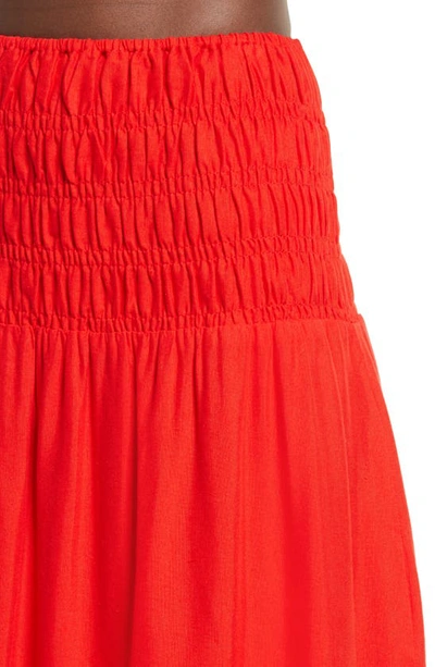 Shop Charlie Holiday Marsha Linen & Cotton Maxi Skirt In Fiery Orange
