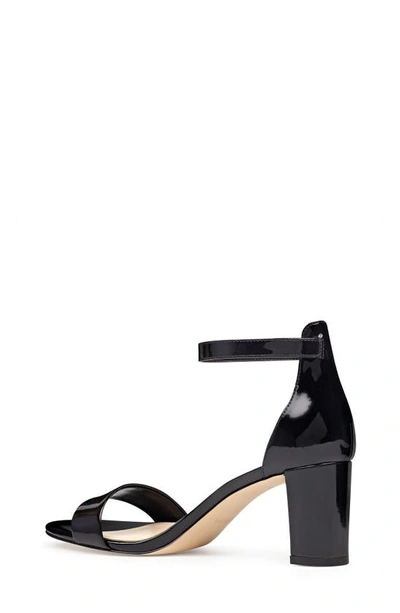 Nine West Women's Pruce Round Toe Block Heel Dress Sandals In Black Patent