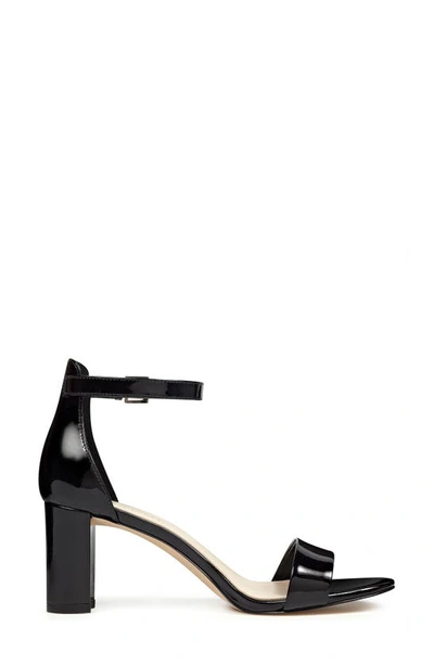Nine West Women's Pruce Round Toe Block Heel Dress Sandals In Black Patent