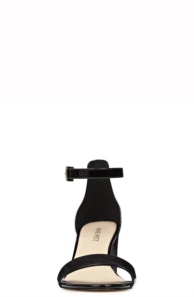 Nine West Women's Pruce Round Toe Block Heel Dress Sandals In Black Patent
