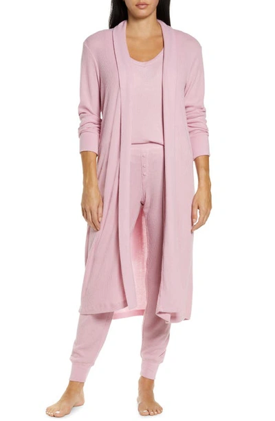 Shop Pj Salvage Peachy Rib Knit Robe In Lilac Rose