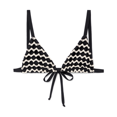 Shop Sara Cristina Sun Triangle Bikini Top In Ivory Black